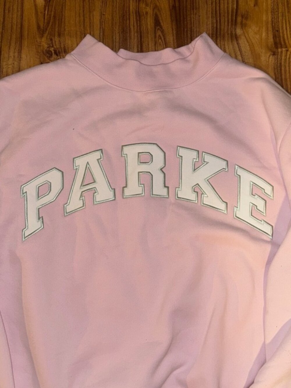 Parke Pink Mock Neck College Logo Sweatshirt